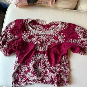 Embroidered Burgundy Top